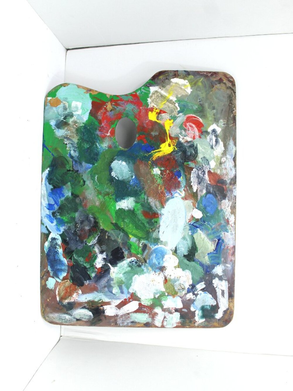 Original Vintage Artist Painter's Palette Oil Acrylic 2-Side Colorful Wood 16x12
